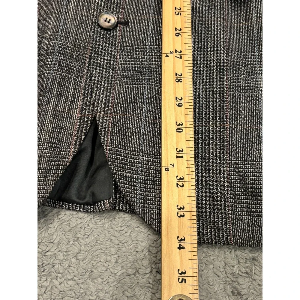 Haggar Imperial Sport Coat Blazer Mens 44 Gray Plaid Wool Tweed Suit Jacket